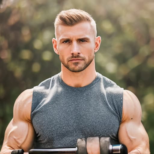 portrait+ style Russian LGBT queer fitness trainer blonde hunk dilf dude face