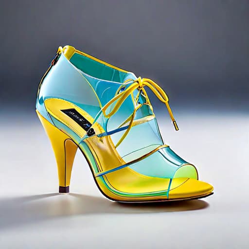  Create a photorealistic digital illustration of a unique design women’s shoe with angled balanced parts, unique soles, 8 centimetre height heel with rubber sole and covered in soft, luxurious textured materials. The art style should blend elements of Irregular Choice, Balenciaga and Issey Miyake hyperrealistic, full body, detailed clothing, highly detailed, cinematic lighting, stunningly beautiful, intricate, sharp focus, f/1. 8, 85mm, (centered image composition), (professionally color graded), ((bright soft diffused light)), volumetric fog, trending on instagram, trending on tumblr, HDR 4K, 8K