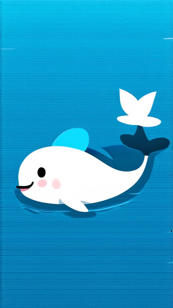  flat illustration, flaticon, (illustration:1.15), tiny whale simple drawing blue background ar 9:16, [cory loftis, strobist, pascal campion :: 0.2]