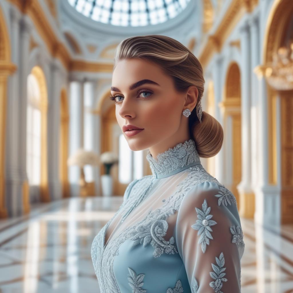  Girl in Dior style in a bright interior high quality, detailed intricate insanely detailed, flattering light, RAW photo, photography, photorealistic, ultra detailed, depth of field, 8k resolution , detailed background, f1.4, sharpened focus