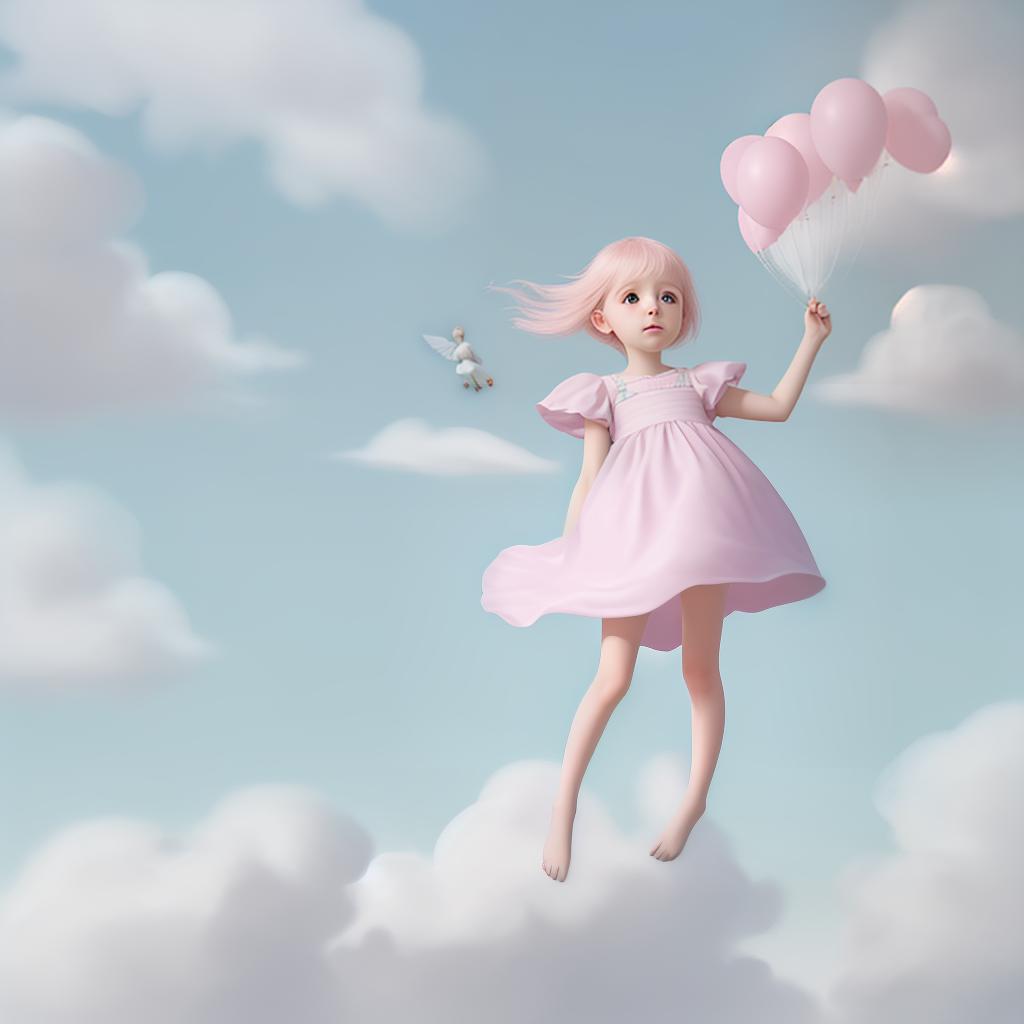  design a soft, pastel colored background with gentle clouds, storks, and floating baby items.