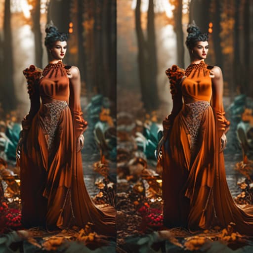  fantasia earthy autumn aesthetics hyperrealistic, full body, detailed clothing, highly detailed, cinematic lighting, stunningly beautiful, intricate, sharp focus, f/1. 8, 85mm, (centered image composition), (professionally color graded), ((bright soft diffused light)), volumetric fog, trending on instagram, trending on tumblr, HDR 4K, 8K