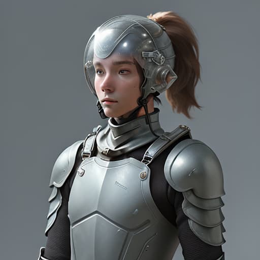  boy, humanity, wearing a biological armor, shell, fully enclosed helmet, (solo: 1.5), dynamic, best quality, masterpiece, c4d, ponytail.