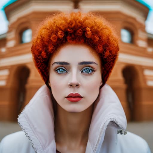 portrait+ style Russian LGBT queer comedy actress ginger female face