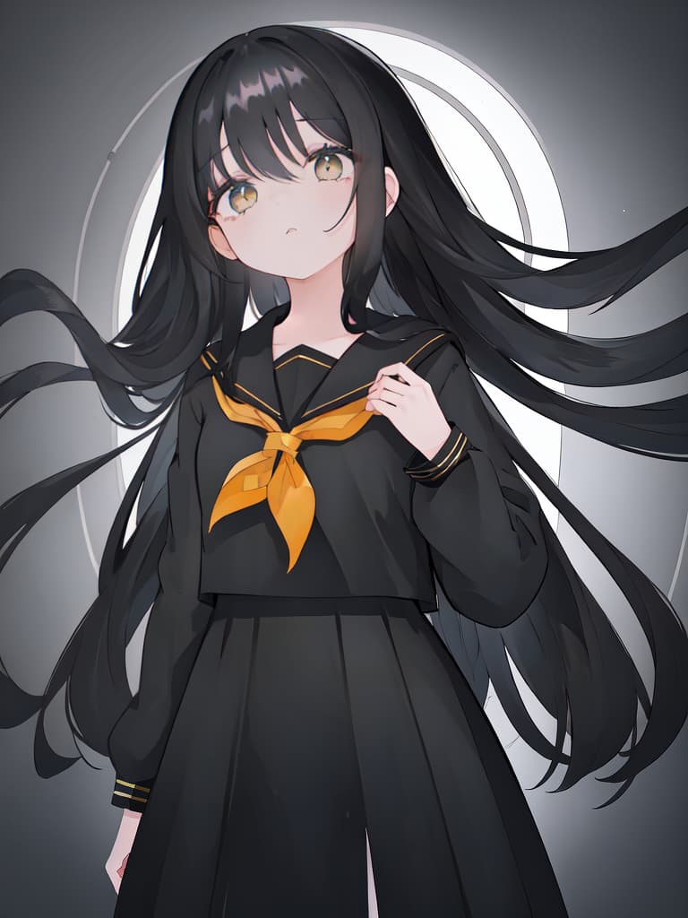  {((beautiful girl))((long black hair))(wearing black sailor suit)):1.4,looking straight ahead (upper body only)},super detail,high resolution,absurd,adopted,