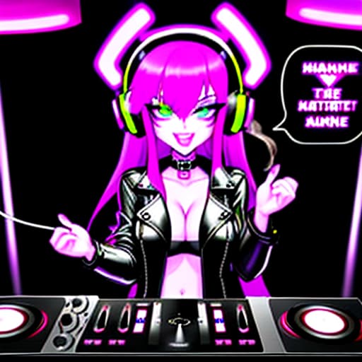  The sausage became a DJ, she looks almost human with hands, face, ears, mouth, etc. She's wearing a leather jacket and headphones, there's a face with a beard and long hair, he's standing behind the DJ booth wearing headphones. Neon signs and a little smoke, like in a nightclub. Anime style, cartoon., Manga big eyes expressive faces colorful hair Hayao Miyazaki Masashi Kishimoto Makoto Shinkai CLAMP Yoshiyuki Sadamoto hyperrealistic, full body, detailed clothing, highly detailed, cinematic lighting, stunningly beautiful, intricate, sharp focus, f/1. 8, 85mm, (centered image composition), (professionally color graded), ((bright soft diffused light)), volumetric fog, trending on instagram, trending on tumblr, HDR 4K, 8K