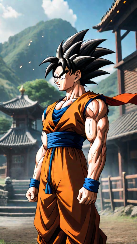  anime art: saiyan's divine lineage hinted by super saiyan transformation and incredible strength in dragon ball z lore. hyperrealistic, full body, detailed clothing, highly detailed, cinematic lighting, stunningly beautiful, intricate, sharp focus, f/1. 8, 85mm, (centered image composition), (professionally color graded), ((bright soft diffused light)), volumetric fog, trending on instagram, trending on tumblr, HDR 4K, 8K