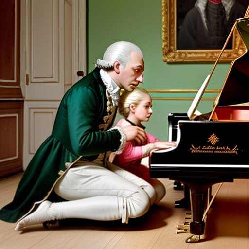  image of amadeus mozart teaching a child to play the piano