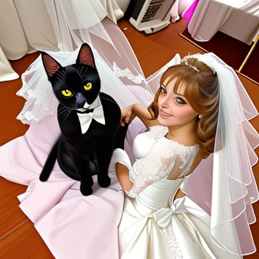  Make a picture of 2 cats on there wedding day