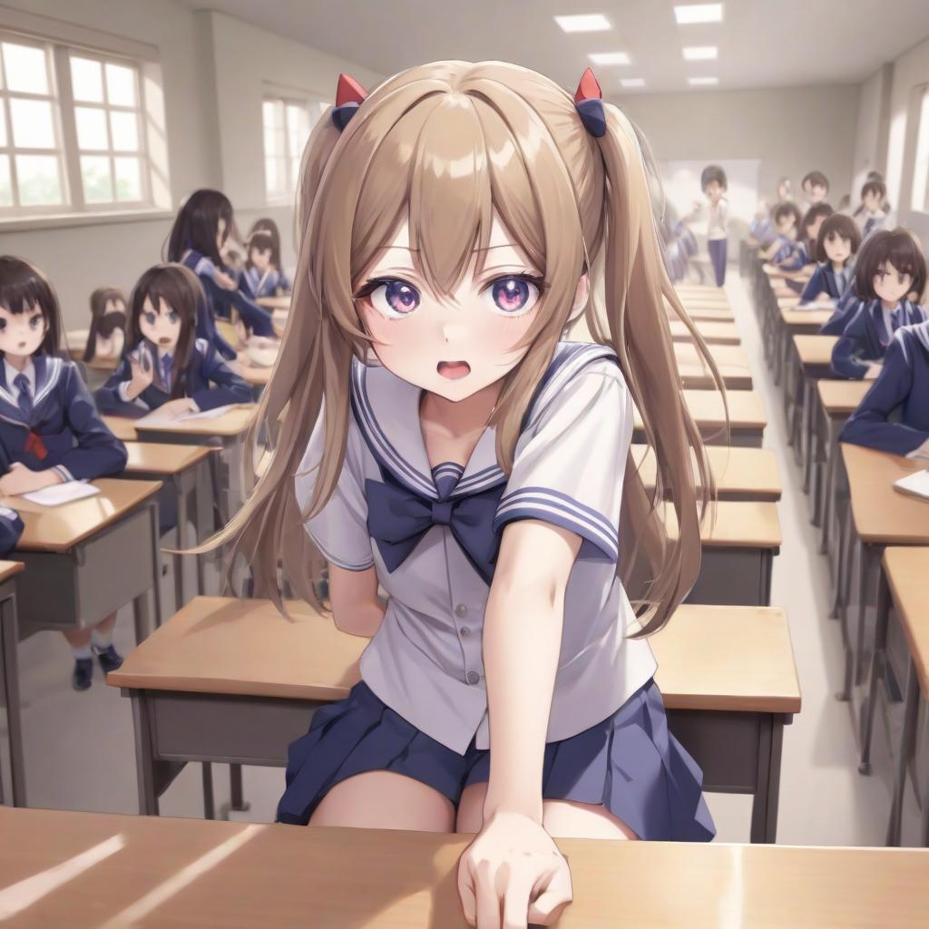  anime girl schoolgirl who is amazed by 4 new rules in school