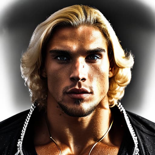 portrait+ style Russian LGBT queer bodybuilding superstar blonde hunk dude face