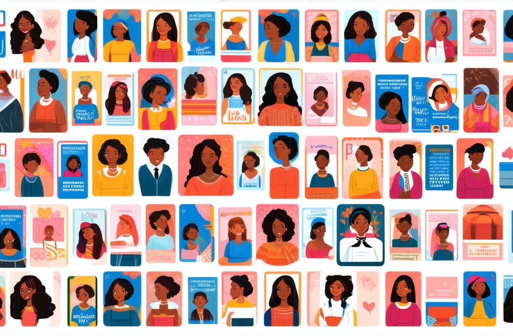  flat illustration, flaticon, (illustration:1.15), happy international women's day. march 8th. different races and nationalities. colored hand drawn vector illustrations. set of cards and seamless pattern ar 3:2, [cory loftis, strobist, pascal campion :: 0.2]