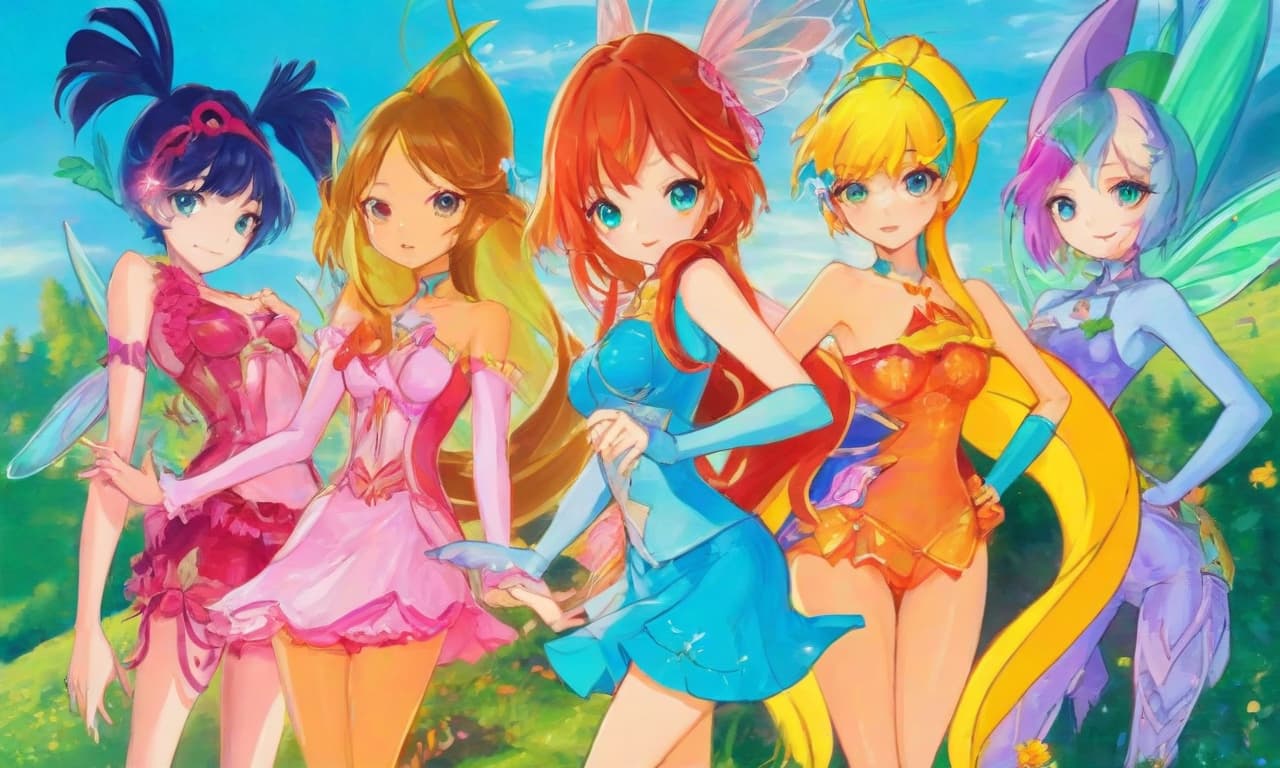  anime artwork beautiful girls, fairies, wings, magic, perfect world, game . anime style, key visual, vibrant, studio anime, highly detailed