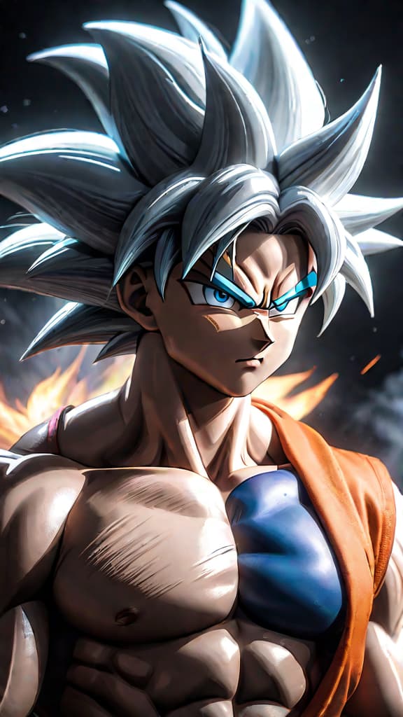  an anime art of goku from dragon ball mastering ultra instinct and transitioning to an angel. hyperrealistic, full body, detailed clothing, highly detailed, cinematic lighting, stunningly beautiful, intricate, sharp focus, f/1. 8, 85mm, (centered image composition), (professionally color graded), ((bright soft diffused light)), volumetric fog, trending on instagram, trending on tumblr, HDR 4K, 8K