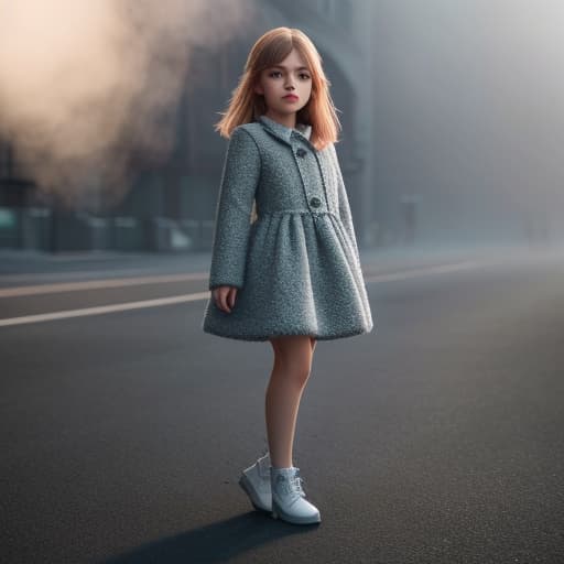  Little girl hyperrealistic, full body, detailed clothing, highly detailed, cinematic lighting, stunningly beautiful, intricate, sharp focus, f/1. 8, 85mm, (centered image composition), (professionally color graded), ((bright soft diffused light)), volumetric fog, trending on instagram, trending on tumblr, HDR 4K, 8K