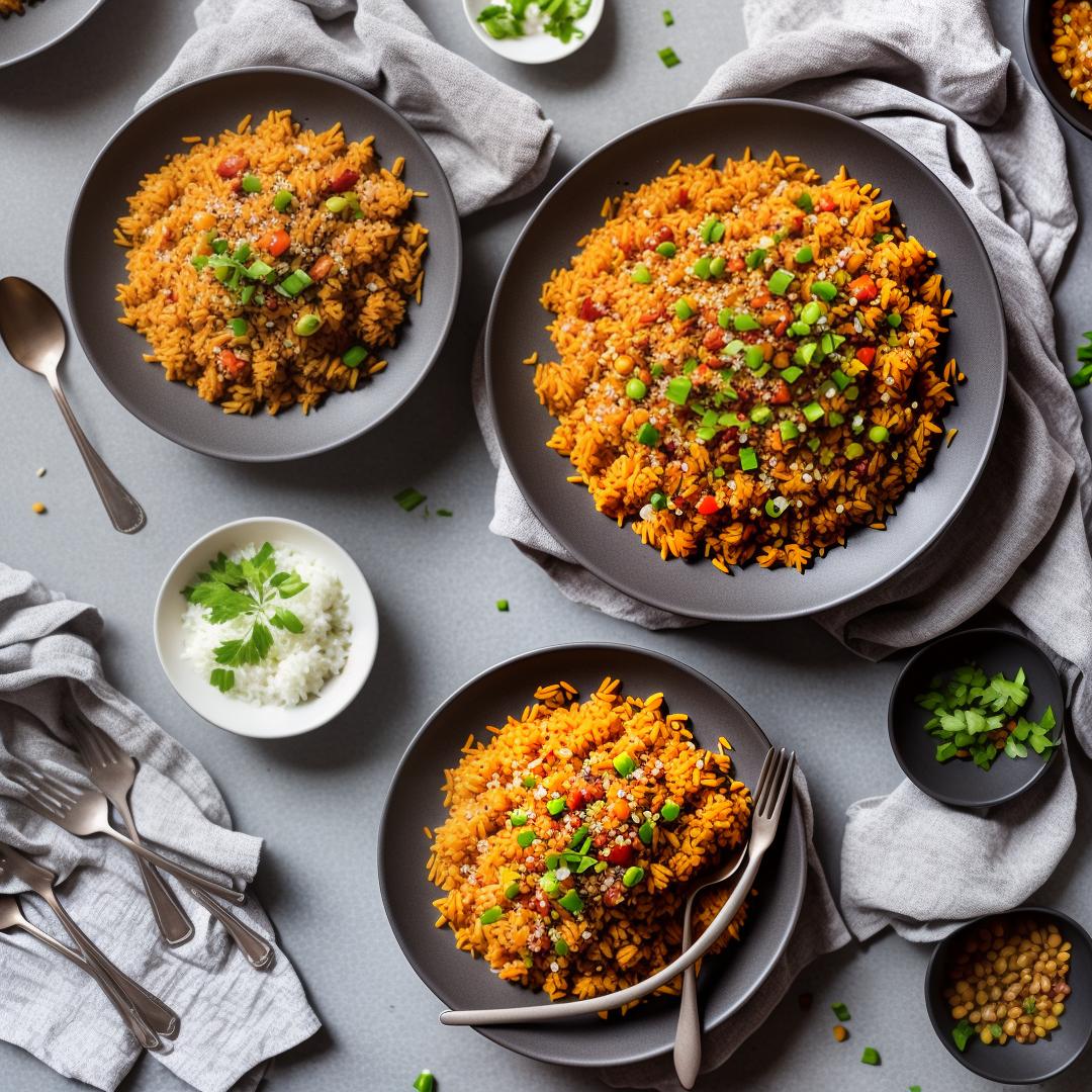  jollof rice flying hyperrealistic, full body, detailed clothing, highly detailed, cinematic lighting, stunningly beautiful, intricate, sharp focus, f/1. 8, 85mm, (centered image composition), (professionally color graded), ((bright soft diffused light)), volumetric fog, trending on instagram, trending on tumblr, HDR 4K, 8K