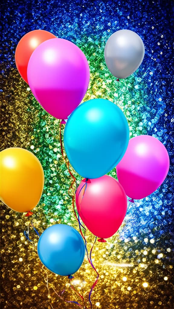  set of colorful realistic mat helium balloons floating on blurred colorful background. balloons for birthday, party, wedding or promotion banners or posters. vivid illustration in pastel colors. copy ar 9:16 {prompt}, maximum details