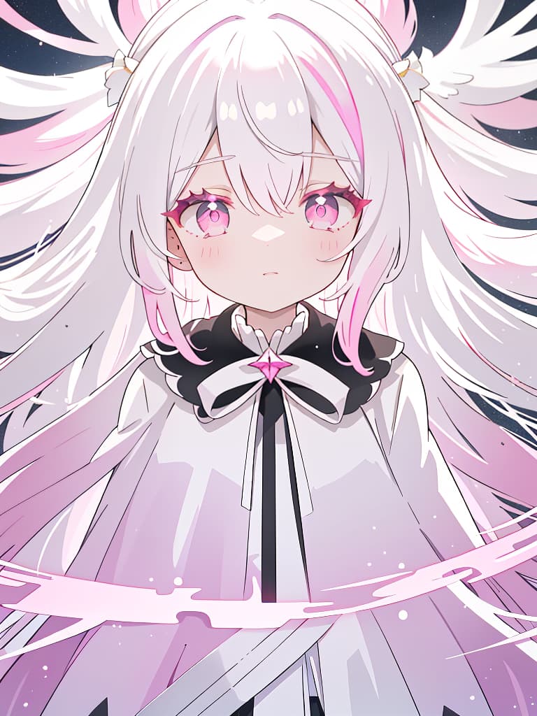  white hair, dark pink, gradation, angel, long hair, masterpiece, best quality,8k,ultra detailed,high resolution,an extremely delicate and beautiful,hyper detail