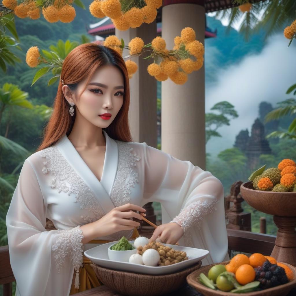  Thailand hyperrealistic, full body, detailed clothing, highly detailed, cinematic lighting, stunningly beautiful, intricate, sharp focus, f/1. 8, 85mm, (centered image composition), (professionally color graded), ((bright soft diffused light)), volumetric fog, trending on instagram, trending on tumblr, HDR 4K, 8K