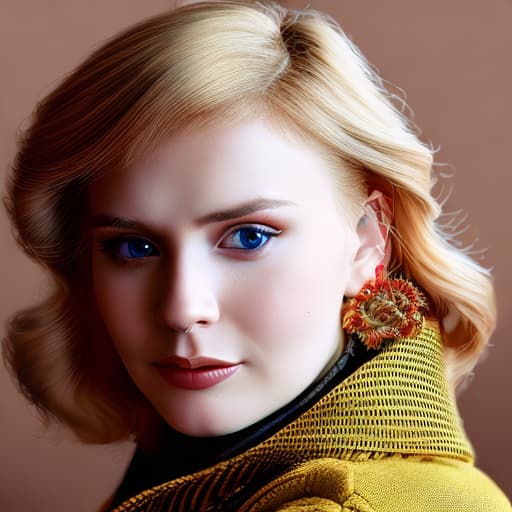 portrait+ style Russian queer TV actress blonde female face