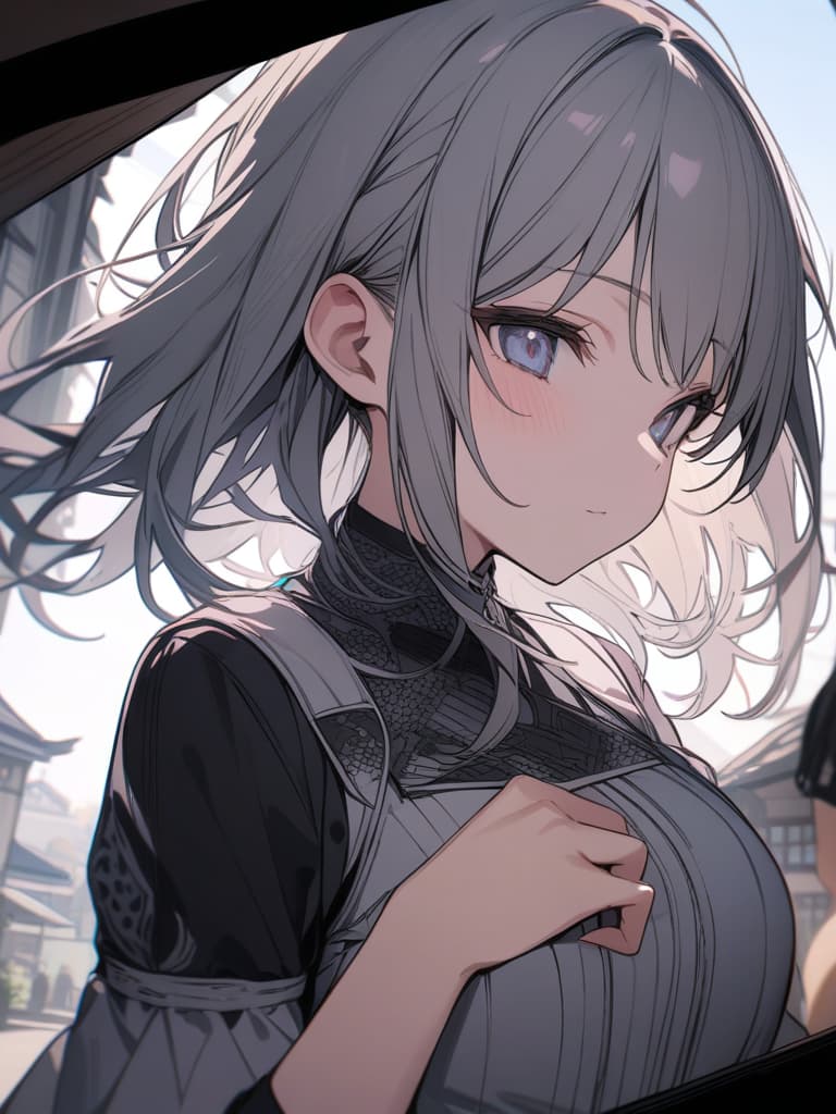  cute, subculture, gray hair, moe sleeve, odd eye, masterpiece, best quality,8k,ultra detailed,high resolution,an extremely delicate and beautiful,hyper detail