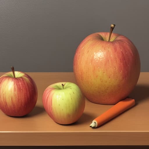  Composition on the table, orange, apple, (apple:19,5, orange:43,6)