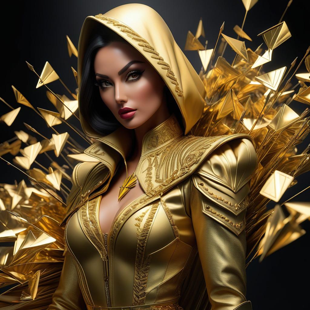  create a gold colored picture with one arrow zigzagging up and one arrow zigzagging down indicating the dollar exchange rate on a black background hyperrealistic, full body, detailed clothing, highly detailed, cinematic lighting, stunningly beautiful, intricate, sharp focus, f/1. 8, 85mm, (centered image composition), (professionally color graded), ((bright soft diffused light)), volumetric fog, trending on instagram, trending on tumblr, HDR 4K, 8K