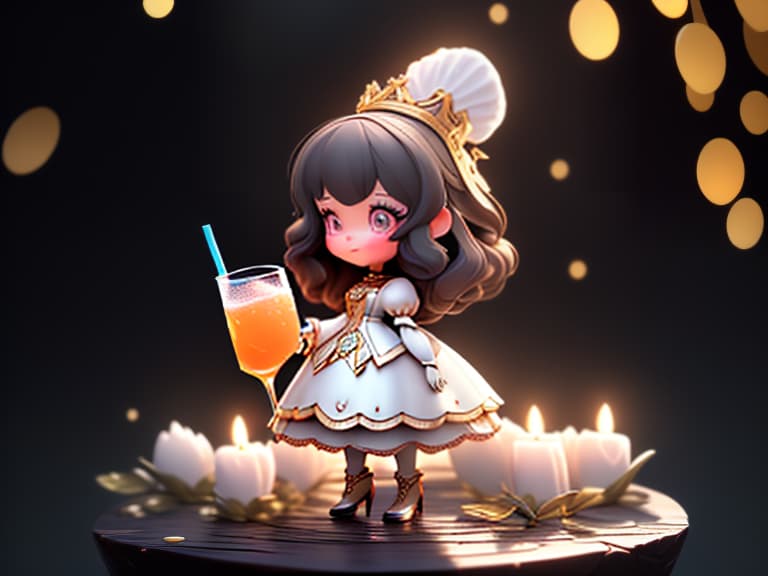  A little girl stands with a drink, princess, black background, the image is clear. Here's an explanation of the translation: 1. "маленькая" > A little 2. "Девочка" > girl 3. "стоит" > stands 4. "с напитком" > with a drink 5. "принцесса" > princess 6. "фон" > background 7. "черный" > black 8. "изображение" > image 9. "четкое" > clear 10. "быстро" > quickly (this word is missing in your prompt, so I added it for context) The complete translation would be: "A little girl stands quickly with a drink, princess, black background, the image is clear." But since you mentioned to save punctuation, I removed "quickly"., (Extremely Detailed Oil Painting:1.2), glow effe hyperrealistic, full body, detailed clothing, highly detailed, cinematic lighting, stunningly beautiful, intricate, sharp focus, f/1. 8, 85mm, (centered image composition), (professionally color graded), ((bright soft diffused light)), volumetric fog, trending on instagram, trending on tumblr, HDR 4K, 8K