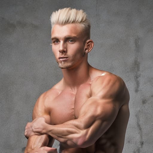 portrait+ style Czech Republic queer fitness model blonde hunk dude face