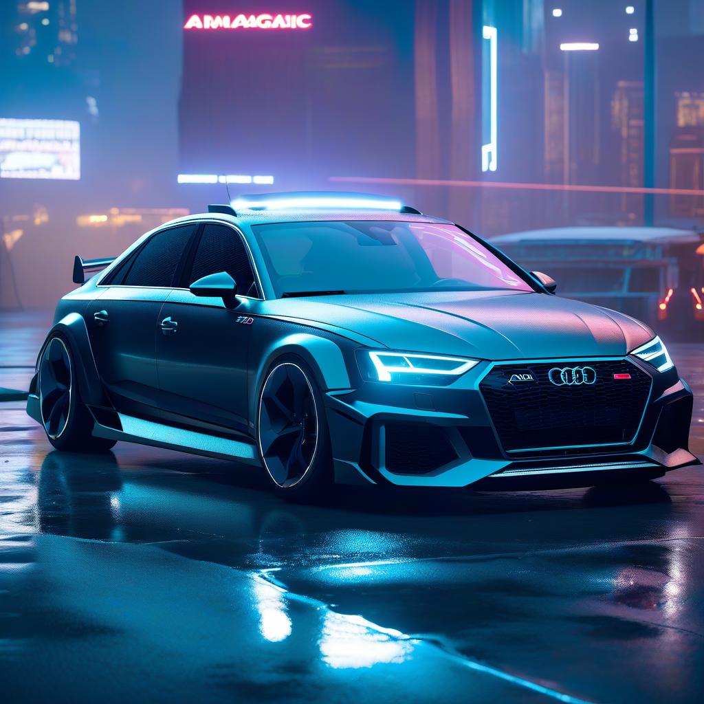  professional 3d model audi rs4 machine, 2000 cyberpunk 2077 . octane render, highly detailed, volumetric, dramatic lighting, hkmagic hyperrealistic, full body, detailed clothing, highly detailed, cinematic lighting, stunningly beautiful, intricate, sharp focus, f/1. 8, 85mm, (centered image composition), (professionally color graded), ((bright soft diffused light)), volumetric fog, trending on instagram, trending on tumblr, HDR 4K, 8K