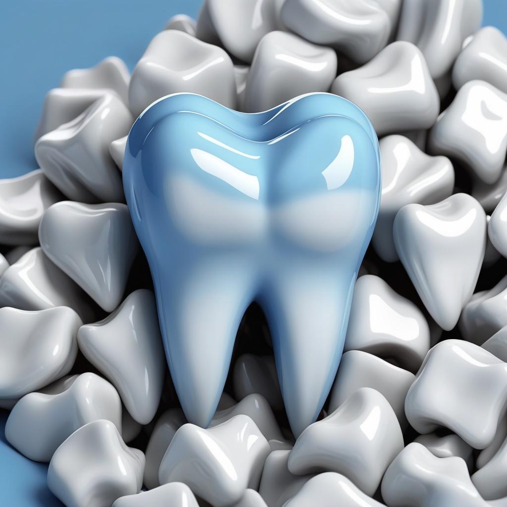  corporate branding style close up picture with a tooth, the tooth should have 3 roots, the background of the image should not stand out and should be tenderly blue . professional, clean, modern, sleek, minimalist, business oriented, highly detailed