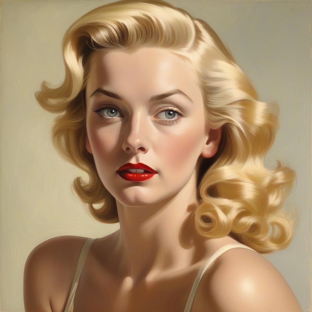  a painting of a woman with blonde hair, portrait of a blonde woman, gil elvgren 50mm, photorealistic digital painting, cinematic realistic portrait, oil painting of realistic woman, by richard estes, award winning oil painting, a photorealistic painting, photo realistic painting, photorealistic oil painting, in stunning digital paint, digital art. photo realistic