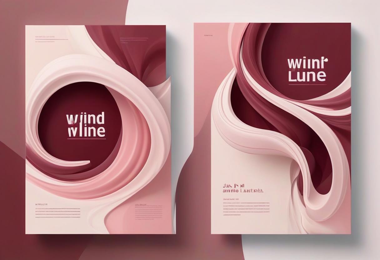  create an abstract art cover in pdf format embodying the concept of an eco friendly lifestyle. use smooth lines and curves reminiscent of wind and water, and a limited color scheme of light pink and burgundy colors. use modern minimalistic typography to design the title to give it a fresh and dynamic look.