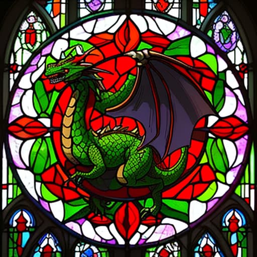  medieval stained glass depicting a dragon