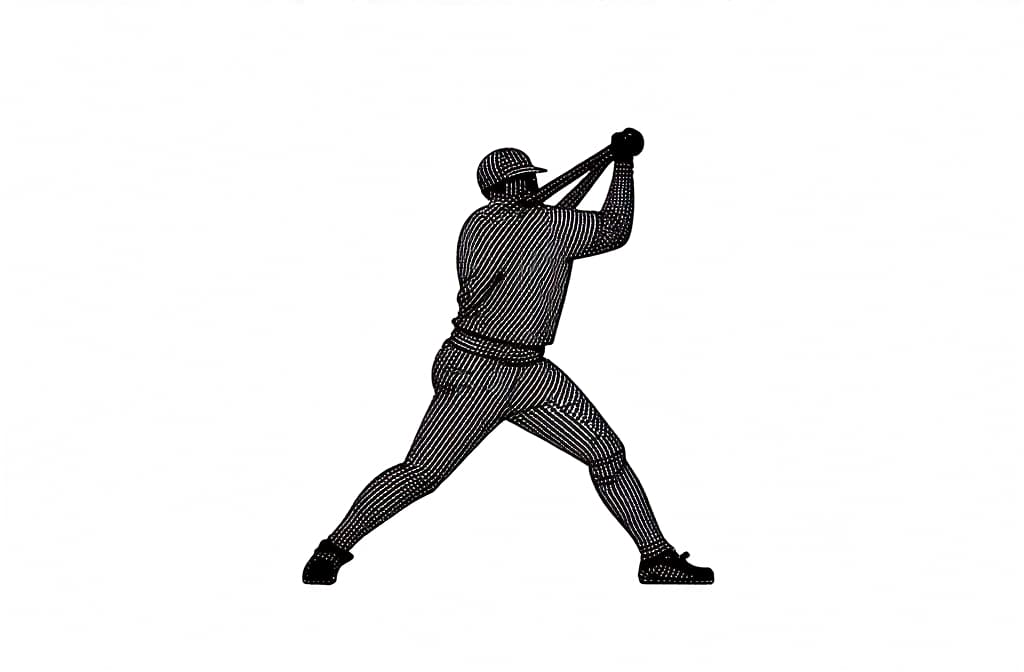  contour, very simple image in one unbroken black ink line, single line of baseball beat, engraving illustration, icon isolated on white background ar 3:2 using a single continuous black line ink brushon white background, drawing should be created without lifting the pen, recognizable features of baseball beat, engraving illustration, icon isolated on white background ar 3:2 in one unbroken line