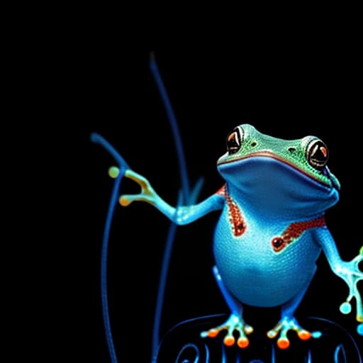 mdjrny-v4 style (a frog wearing blue jean), full body, ghibli style, anime, vibrant colors, hdr, enhance, ((plain black background)), masterpiece, highly detailed, 4k, hq, separate colors, bright colors