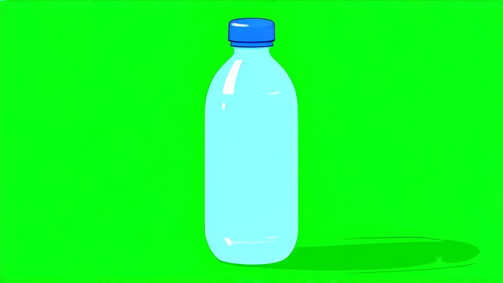  flat illustration, flaticon, (illustration:1.15), bottle of water on green background, outline ar 16:9, [cory loftis, strobist, pascal campion :: 0.2]