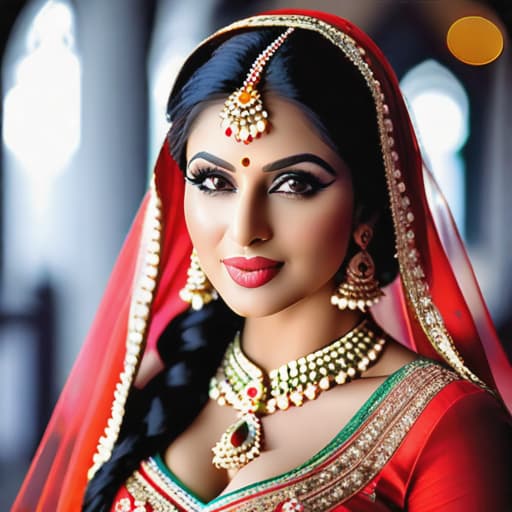  pakistani bride hyperrealistic, full body, detailed clothing, highly detailed, cinematic lighting, stunningly beautiful, intricate, sharp focus, f/1. 8, 85mm, (centered image composition), (professionally color graded), ((bright soft diffused light)), volumetric fog, trending on instagram, trending on tumblr, HDR 4K, 8K