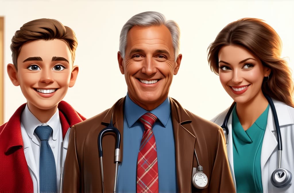  group of doctors celebrating winter holidays at work ar 3:2, (natural skin texture), highly detailed face, depth of field, hyperrealism, soft light, muted colors