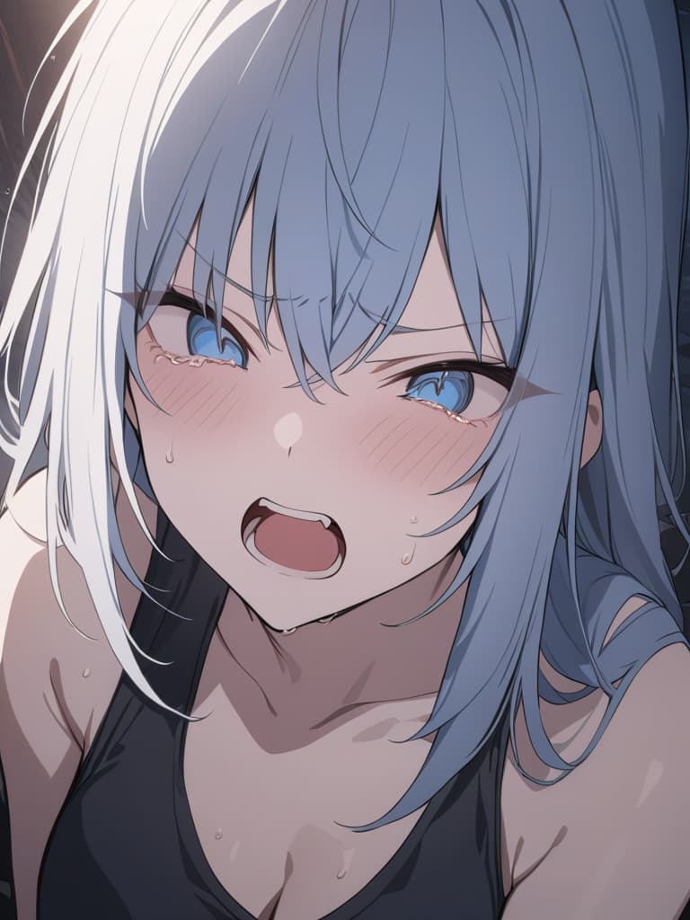  light blue hair, light blue eye, bob hair, darkness, hatred, angry crying, night, the end of the world, shouting, masterpiece, best quality,8k,ultra detailed,high resolution,an extremely delicate and beautiful,hyper detail