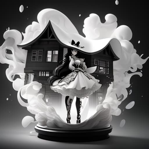  Black and white splash of house in a hat hyperrealistic, full body, detailed clothing, highly detailed, cinematic lighting, stunningly beautiful, intricate, sharp focus, f/1. 8, 85mm, (centered image composition), (professionally color graded), ((bright soft diffused light)), volumetric fog, trending on instagram, trending on tumblr, HDR 4K, 8K