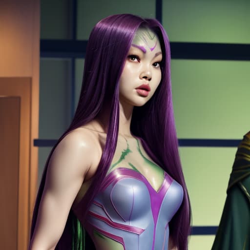  Jennie Kim as Gamora, full body, Ultra detailed body and face, Gentle face, Hot body, real girl