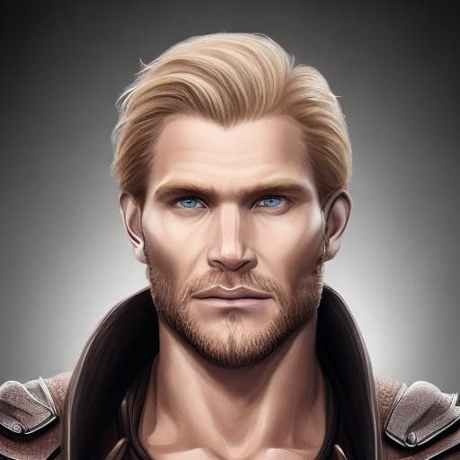 portrait+ style Spartacus actor blonde hunk dude face