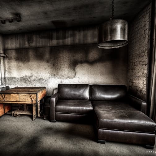  raw photo, living room, in industrial style