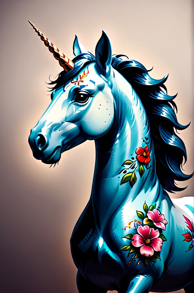  unicorn, (tattoo:1.15), hq, hightly detailed, 4k