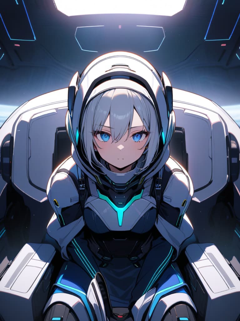  ultra detailed:1.2,masterpiece:1.2,best quality,masterpiece,bestquality,hdr:1.1,8k:1.1,very cute girl:1.3,((cyber pilot suit white:1.6)),((sphere cockpit inside robot:1.6))(cyber,full face helmet:1.3)(sitting cockpit seat:1.3),leaning forward,upper body:1.3,blue eyes:1.2,blonde hair:1.2,from front