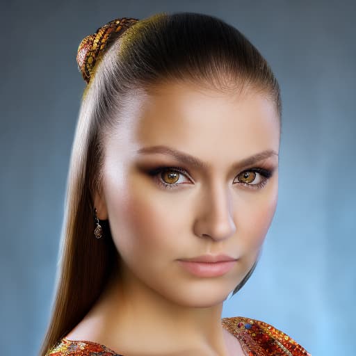 portrait+ style Russian queer TV actress brunette female face