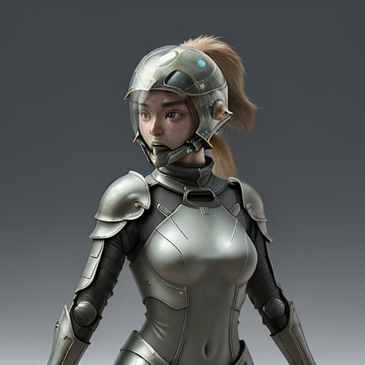  girl, humanity, wearing biological armor, shell, fully enclosed helmet, (solo: 1.5), dynamic, best quality, masterpiece, c4d, ponytail.