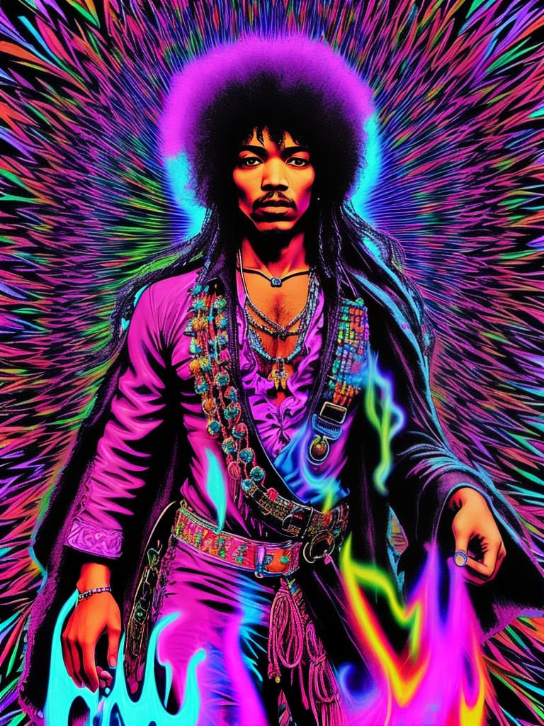  Psychedelic Portrait, Black light, Jimi Hendrix, medium/full body