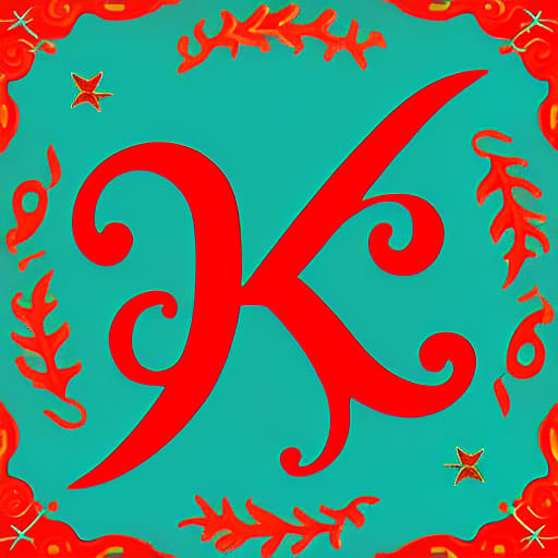  stylized image of the letter "k" in the style of sea dra. fish and coral